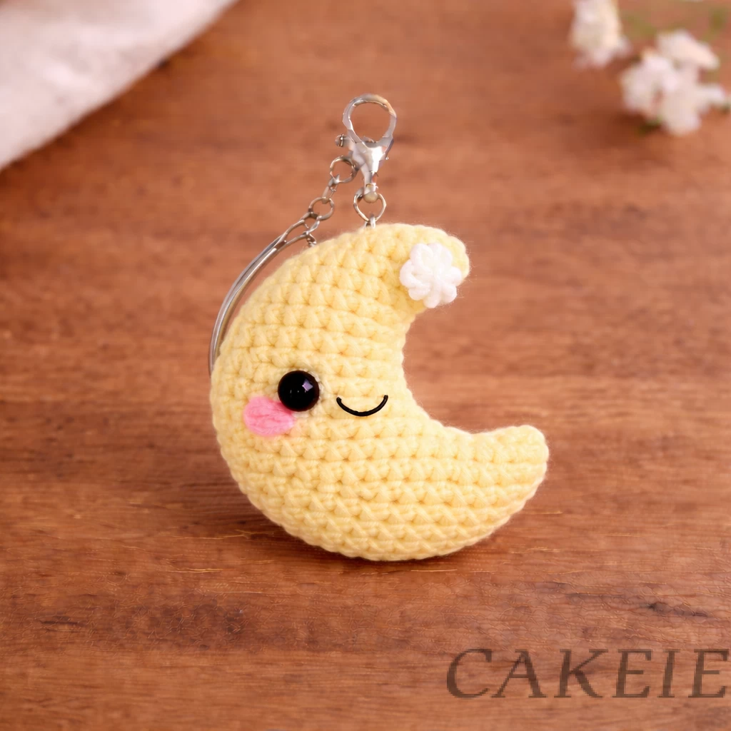 Crochet Moon Keychain